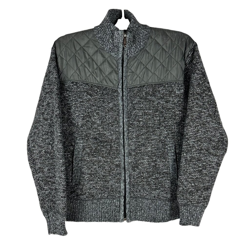 Gioberti Mens Regular Fit Quilted Sweater Jacket SW-810 Melange Charcoal Size 14